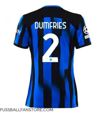 Inter Milan Denzel Dumfries #2 Replik Heimtrikot Damen 2023-24 Kurzarm